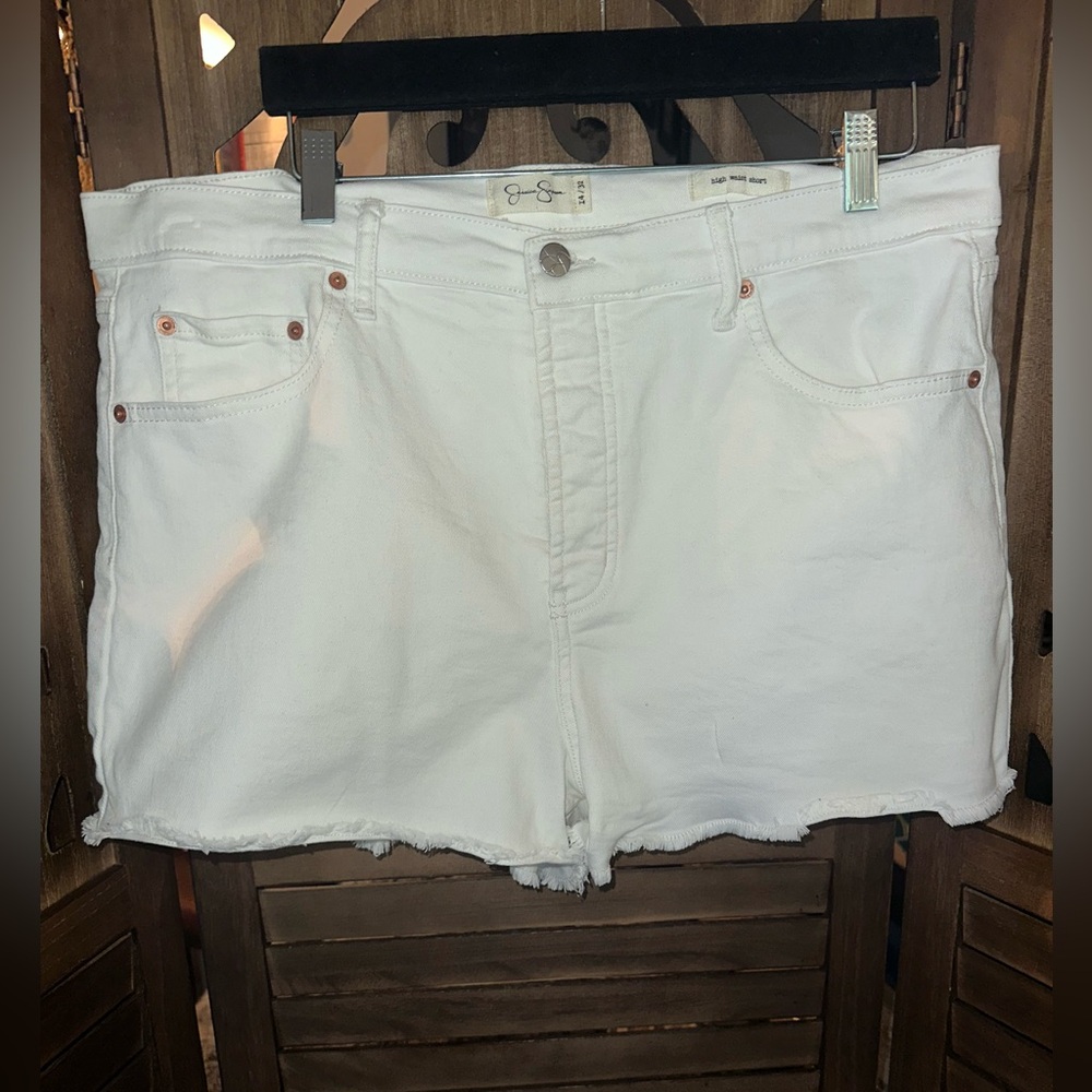Jessica Simpson- Women's White Denim High Waist Shorts- Size 14/32